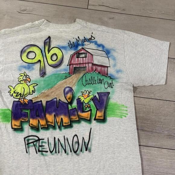 Vintage 90s Airbrush Farm Animals Graphic Tee Family Reunion Made In USA Size L - Picture 10 of 12